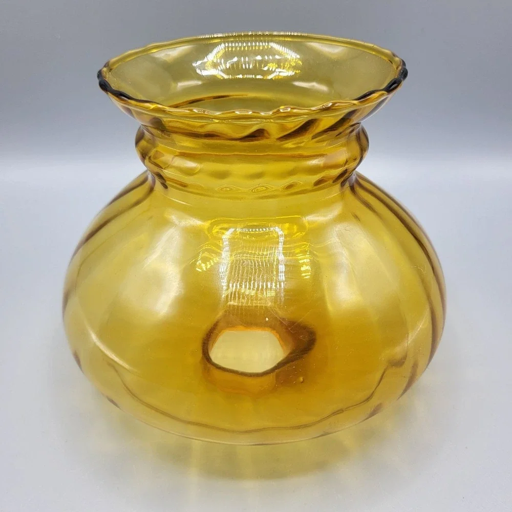 Vtg Amber Swirl Glass Lamp Hurricane Victorian Parlor Shade Replacement